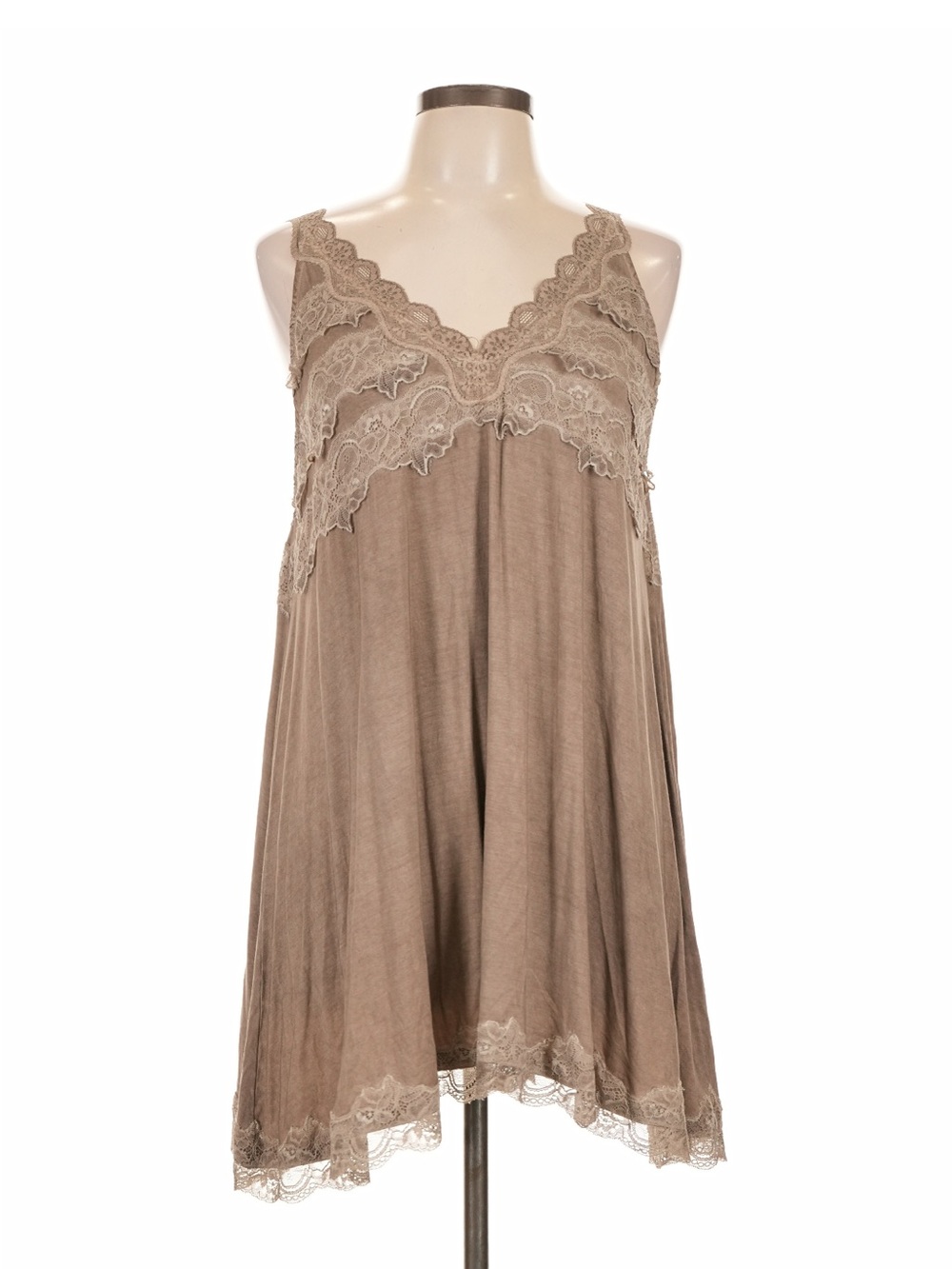 New: POL Floral Lace Detailing Flowing Babydoll Style Tunic Tank Top• Large